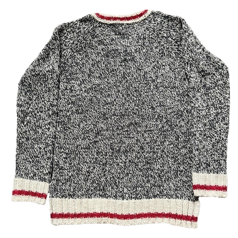 ROOTS Cabin Collection V-Neck Sweater Ragg Knit Wool Blend Size Large 9-10 Gray - Picture 4 of 7